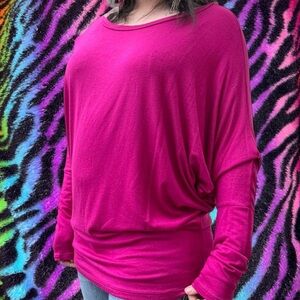 vtg y2k moa usa mcbling oversized cinched hem long batwing sleeve top, sz md/lg